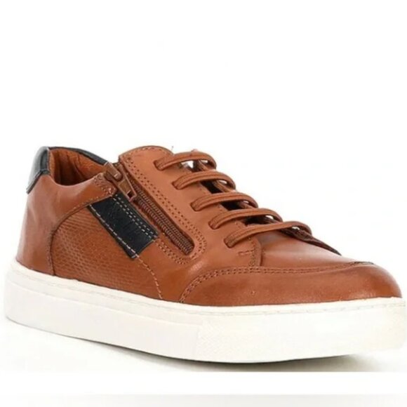 Flat Ltd. Boys' Cameron Brown Leather Zip Oxford Sneaker -  Size 3M - Picture 1 of 9